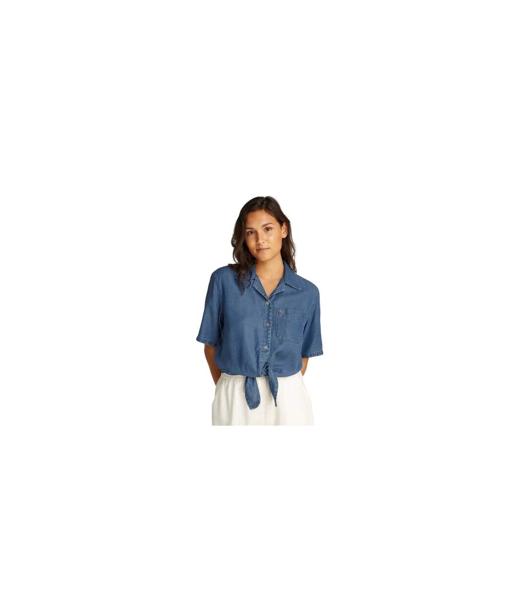 Chemise Motif/style Court Femme Bleu Moyen Tommy Jeans-1