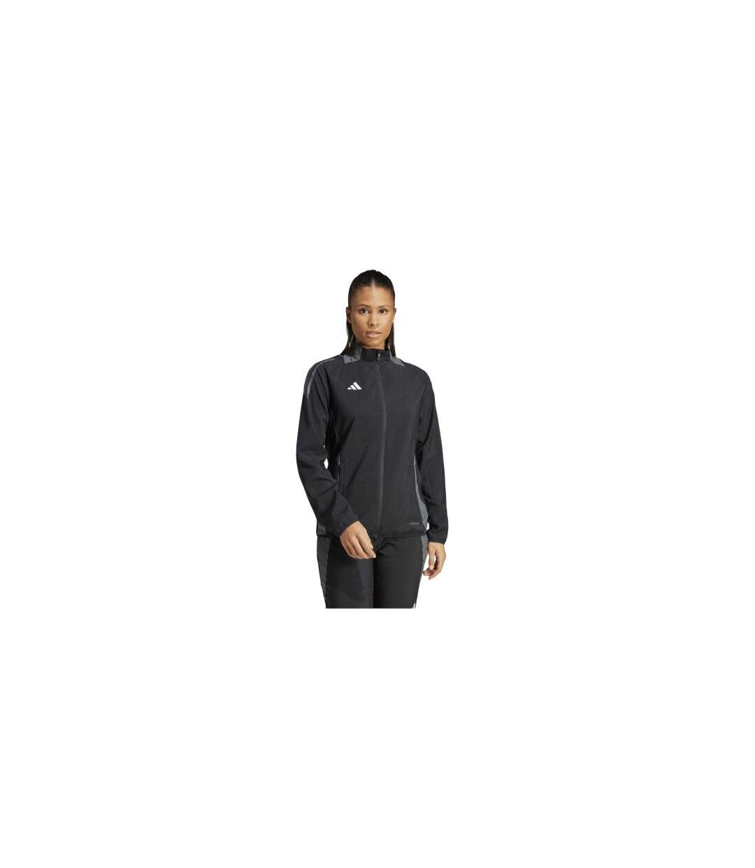 Veste De Survêtement Manches Longues Raglan Motif/style 3 Rayures Tiro Femme Noir Gris Foncé Adidas-1