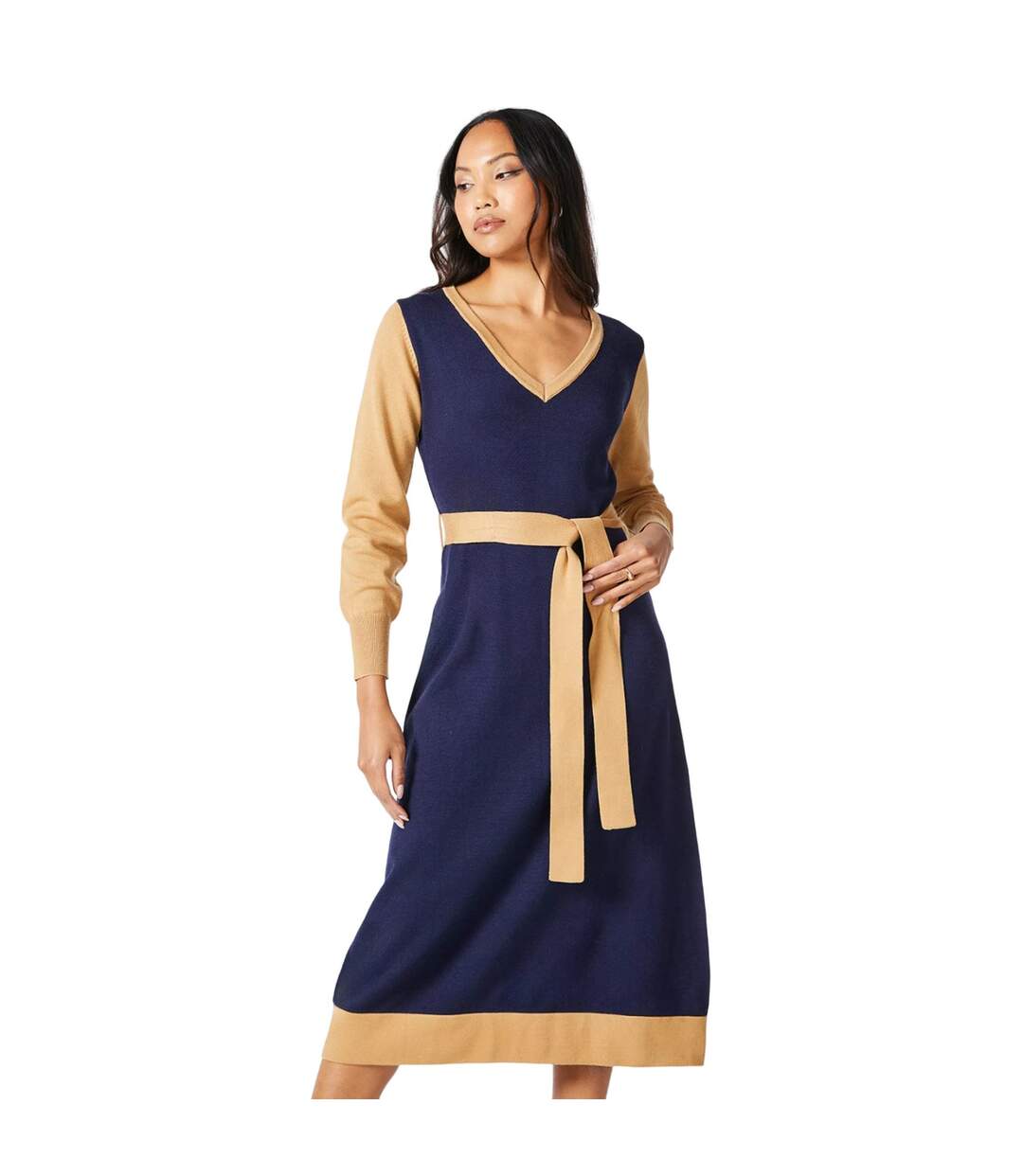 Robe mi-longue femme bleu marine Principles-3