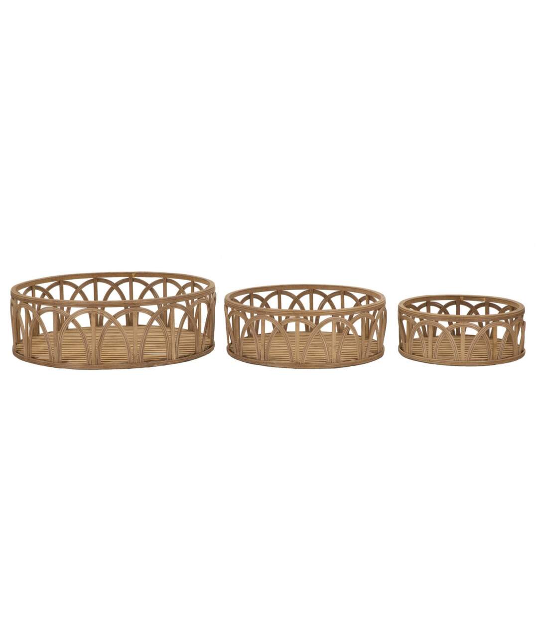 Lot de 3 Plateaux Décoratifs en Rotin Fuji 50cm Naturel-1