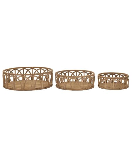 Lot de 3 Plateaux Décoratifs en Rotin Fuji 50cm Naturel