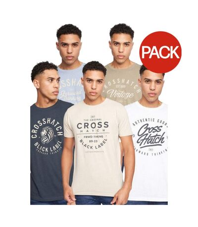 Pack of 5  Mens fellmire assorted designs t-shirt  multicoloured Crosshatch