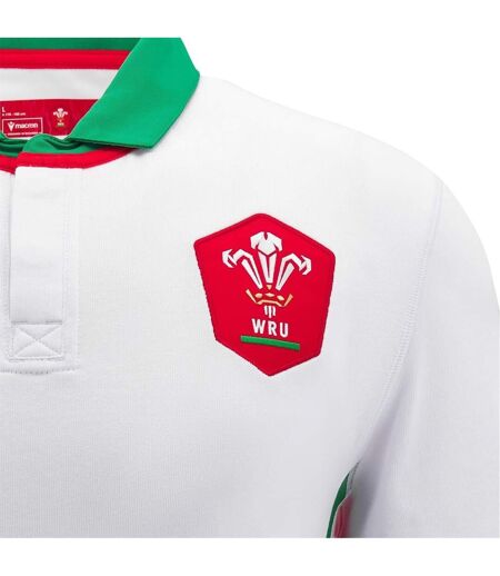 Haut De Rugby Manches Longues Motif/style Welsh Rugby Union 24/25 Homme Blanc Vert Macron