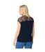 Mens jersey lace detail petite top navy Principles