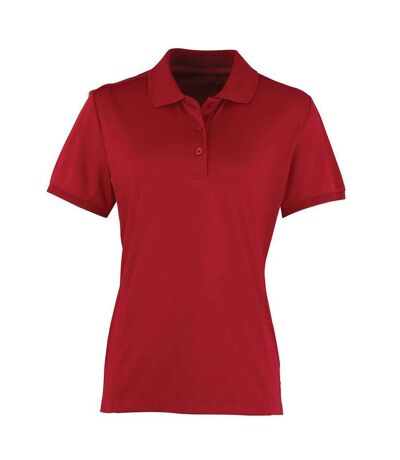 Polo coolchecker femme bordeaux Premier