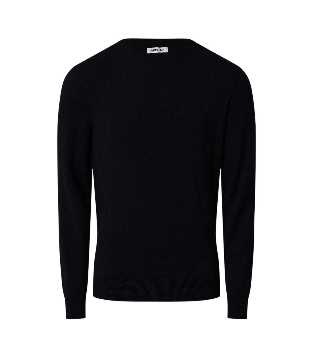 Mens Cotton Blend Crew Neck Jumper Blue Replay-1