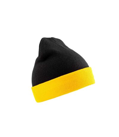 Result Genuine Recycled Unisex Adult Compass Beanie (Black/Yellow) - UTPC4202