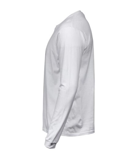Mens Soft Long-sleeved T-shirt White Tee Jays