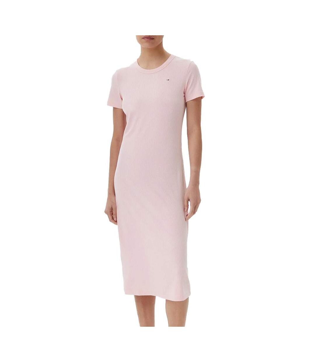 Robe rose femme tommy hilfiger rib bodycon - s-1