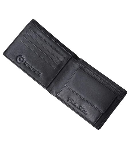 Punched Leather Wallet One Size Black Lambretta