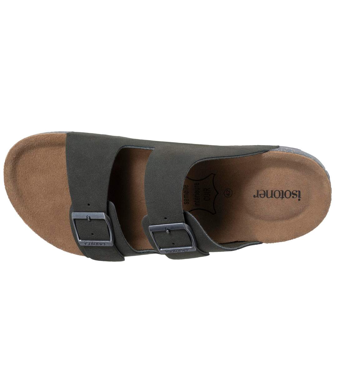 Isotoner Sandales homme semelle intérieure cuir, patch talon confort everywear et soutien voute plantaire, sandales de marche-3