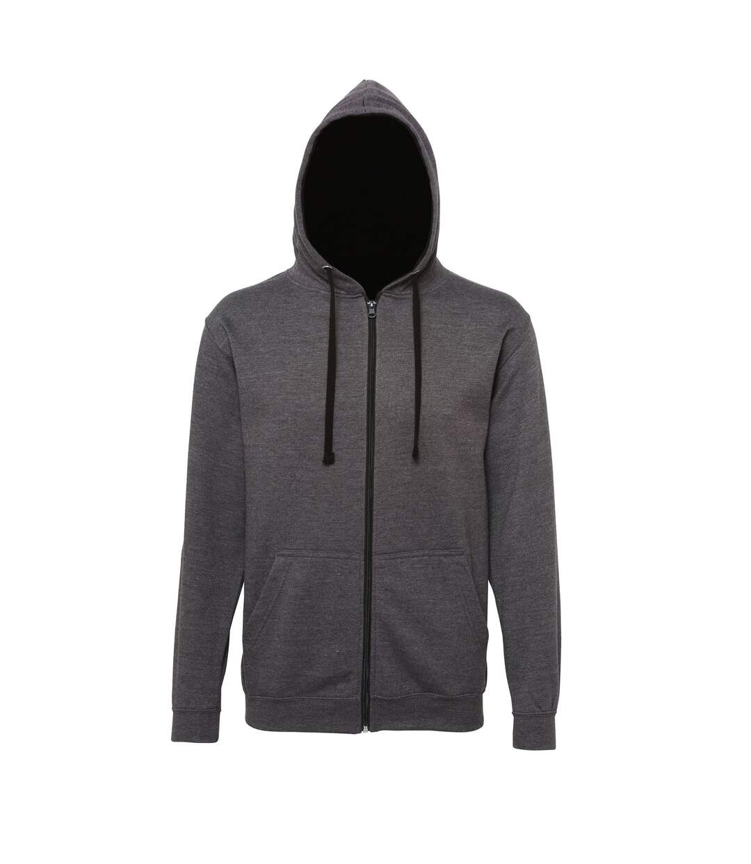 Veste zippée à capuche unisexe - JH053 - gris foncé et noir