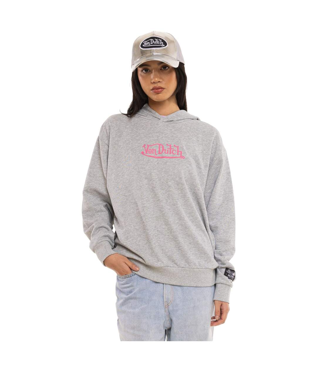 Sweat à capuche femme fr. terry 280GSM touché pêche print devant Lova Vondutch-1