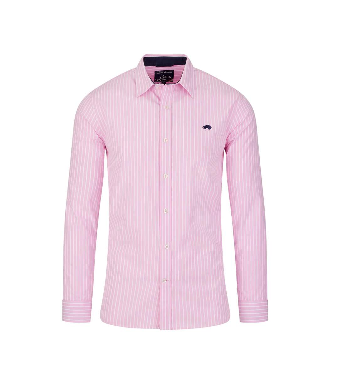 Mens Classic Stripe Long-sleeved Shirt Pink Raging Bull-1
