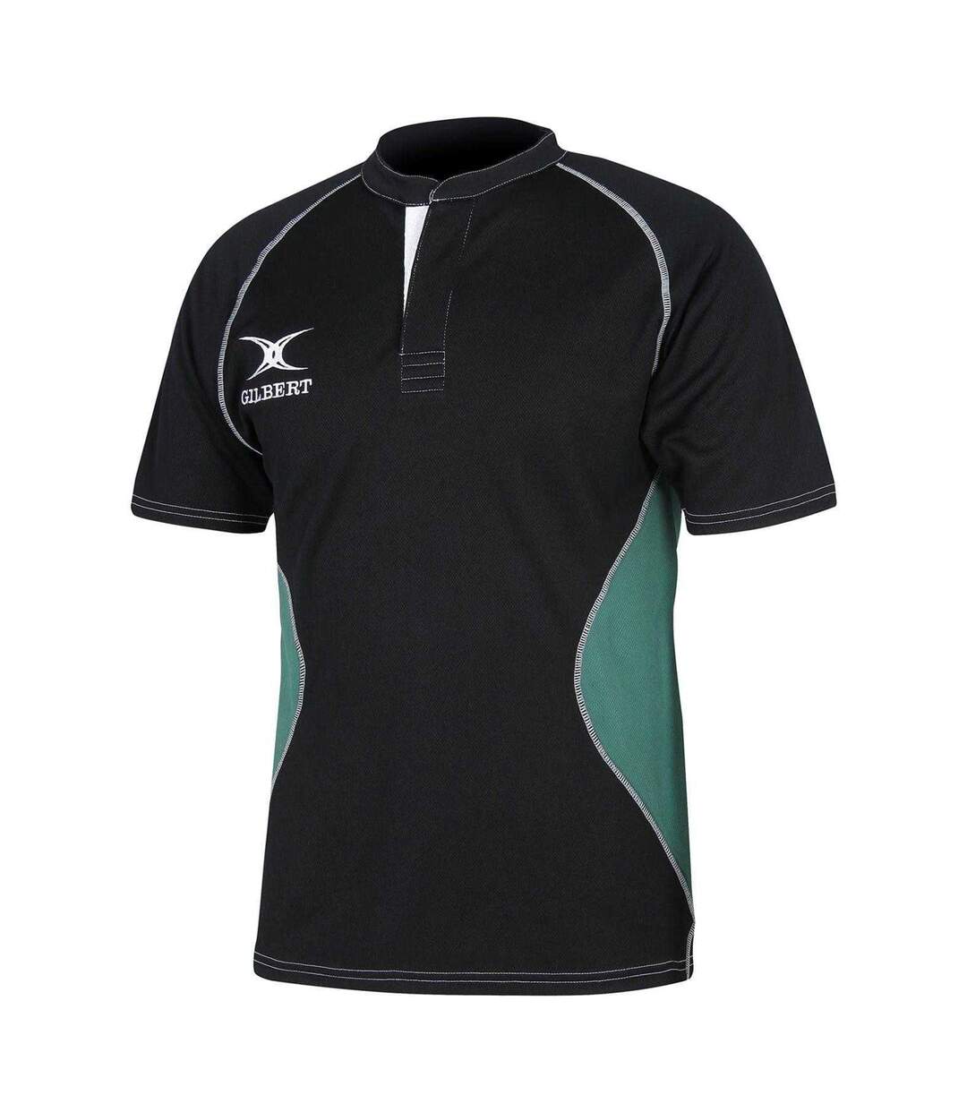 Haut De Rugby Manches Raglan Motif/style Panneau Contrasté Homme Noir Vert Gilbert-1