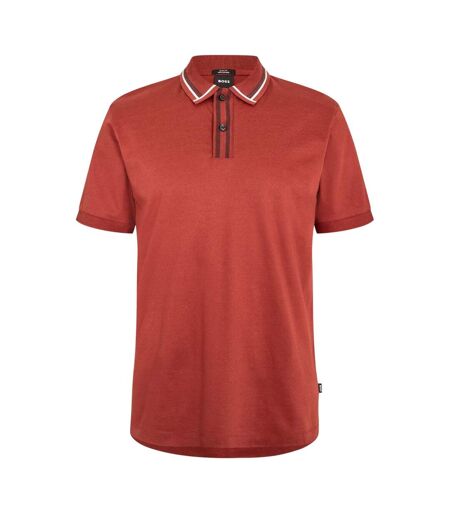 Polo Manches Courtes Motif/style Détail Contrasté Homme Marron Boss