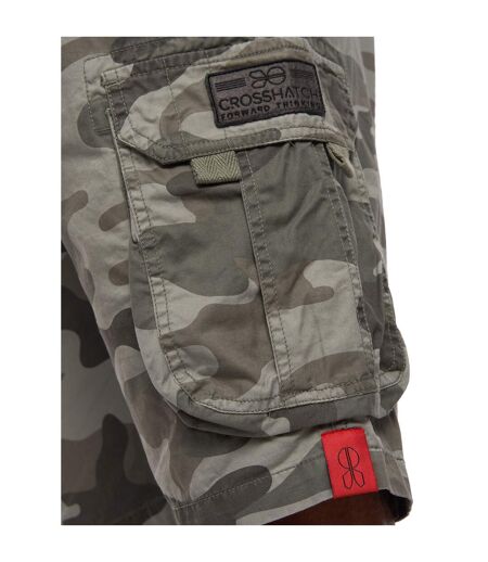 Mens Watchford Camo Cargo Shorts Olive Crosshatch
