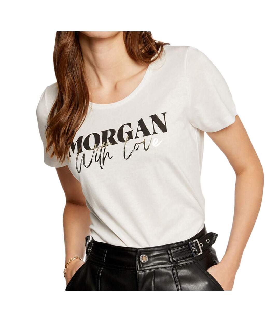 T-shirt Blanc Femme Morgan Serigraphie 241-DUNE-OFF - S-1