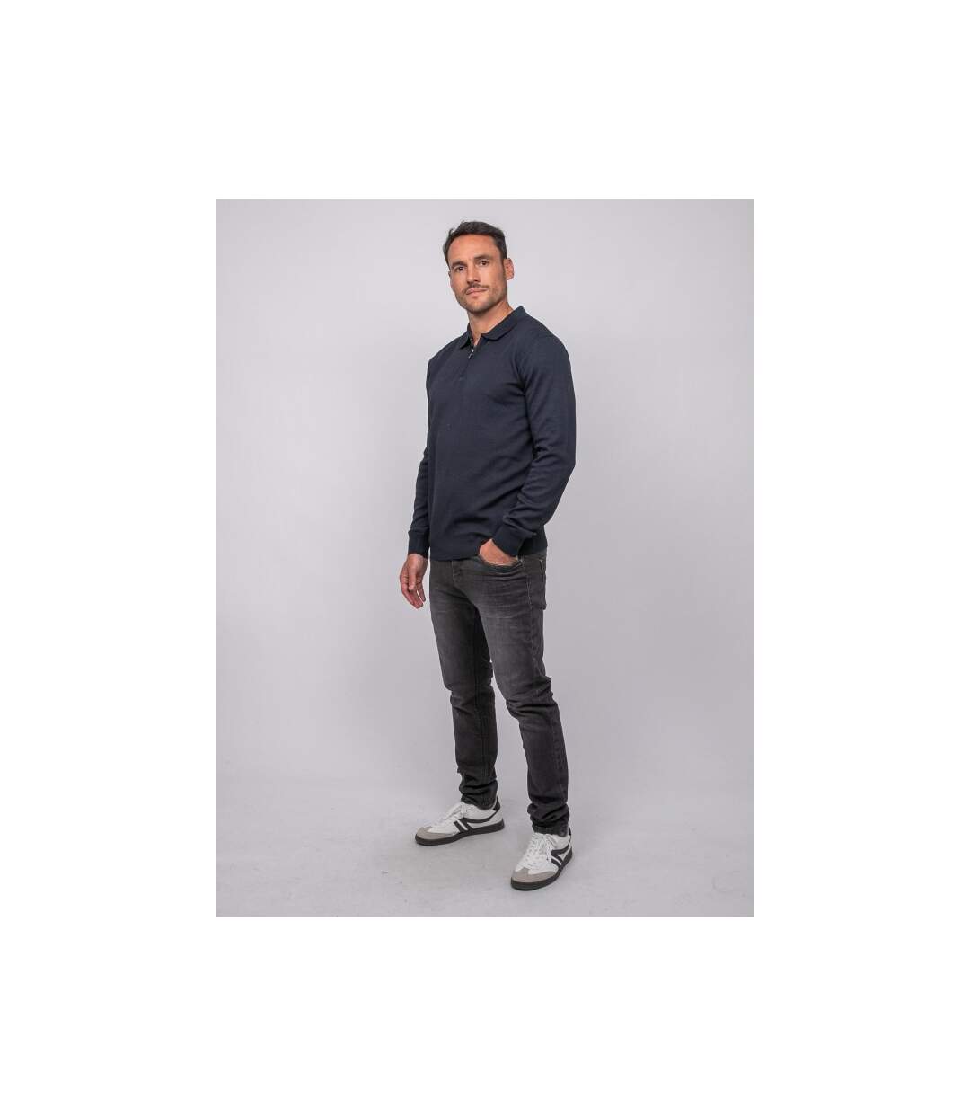 Pull polo manches longues col zippé LINETOX-4