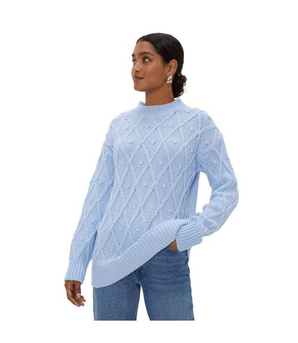 Womens/ladies bobble diamond stitch sweater light blue Dorothy Perkins