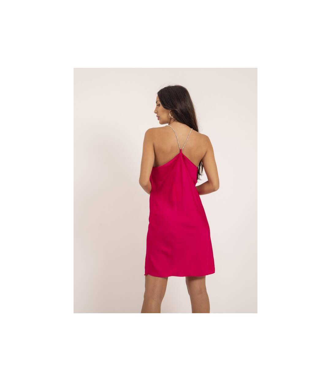 Robe courte satin manches bijoux IWAEL - Dona X Lisa-2