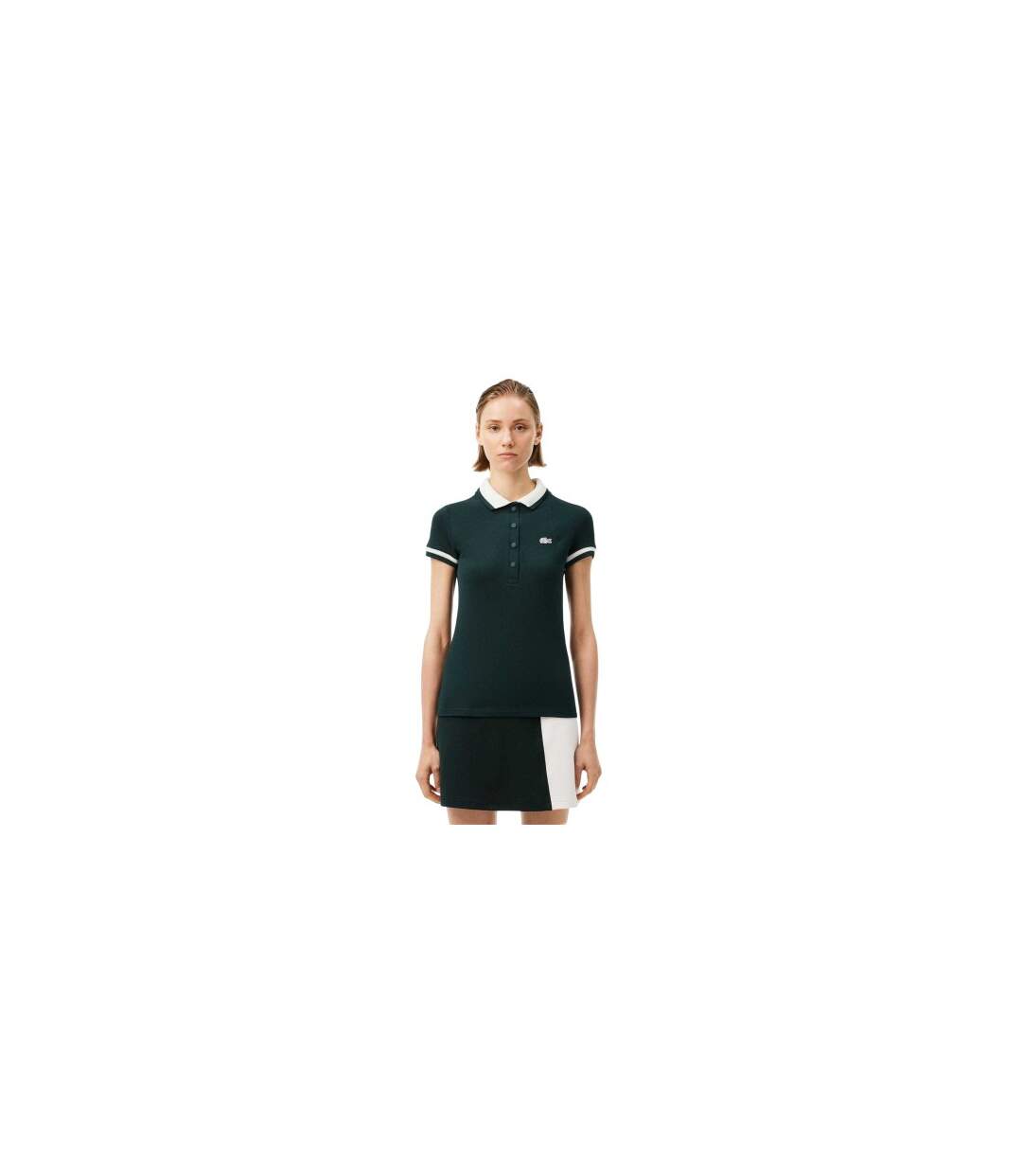 Womens/ladies Embroidered Logo Short-sleeved Polo Shirt Green White Lacoste-1