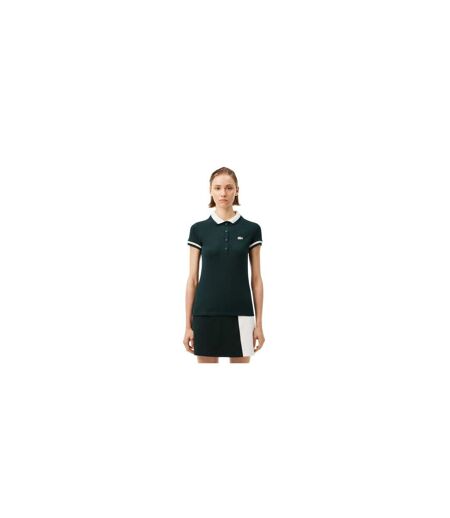 Womens/ladies Embroidered Logo Short-sleeved Polo Shirt Green White Lacoste