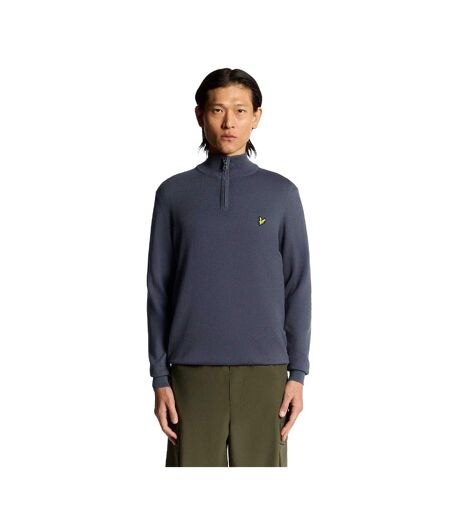 Mens Cotton Merino Quarter Zip Jumper Graystone Lyle & Scott