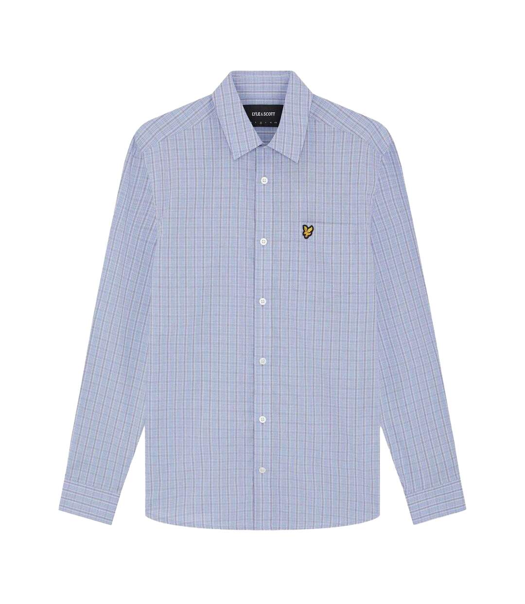 Mens Micro Checked Woven Shirt Chalk Blue Lyle & Scott-2