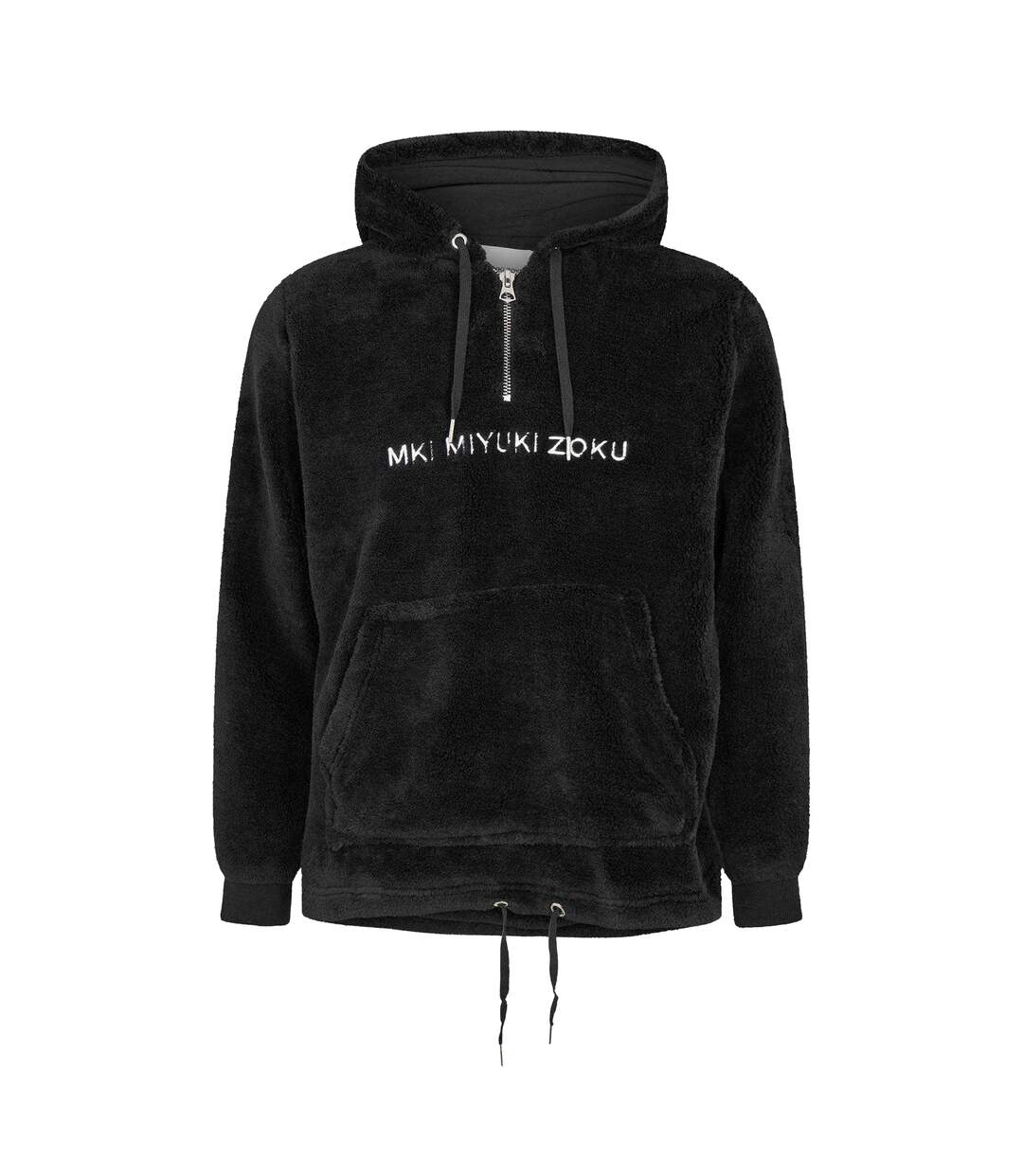 Mens Sherpa Half Zip Relaxed Fit Hoodie Black MKI MIYUKI ZOKU-2