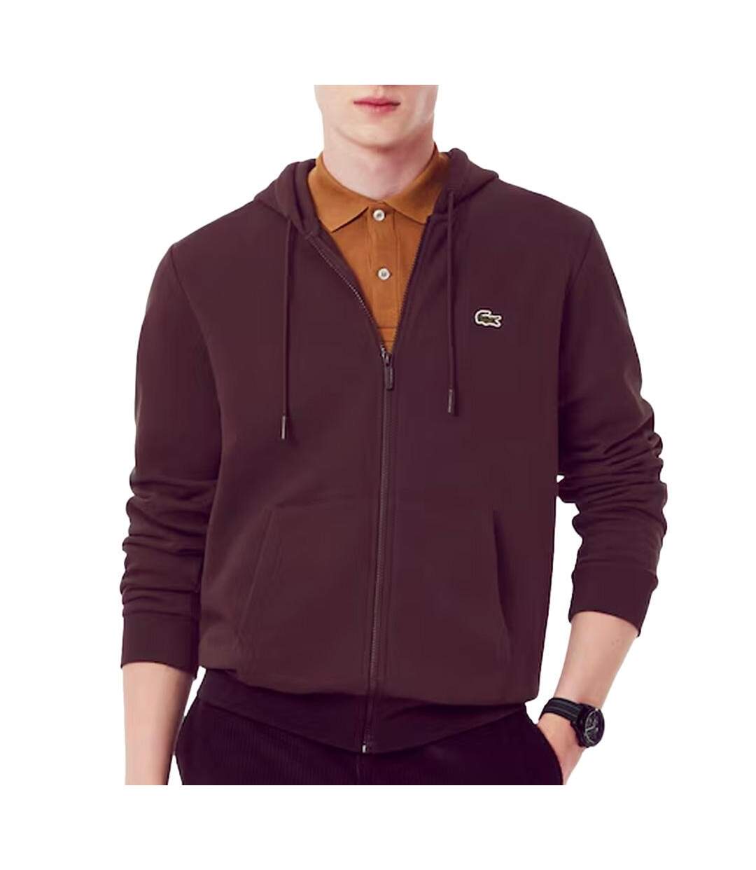 Sweat zippé bordeaux homme lacoste zipped-1