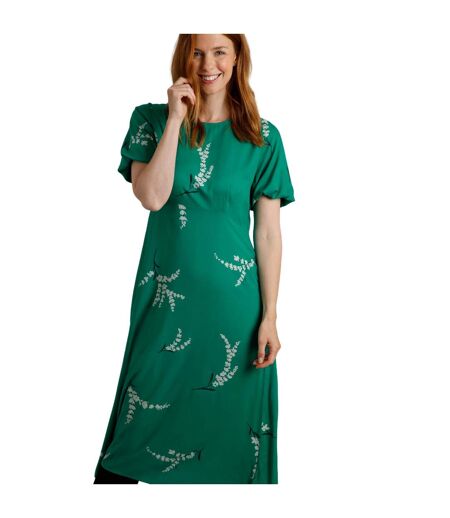 Womens/ladies everly printed eco viscose dress evergreen Weird Fish