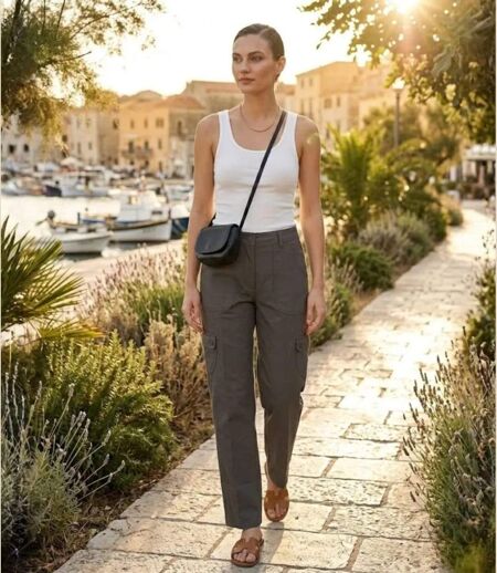 MAYFLOWER BEA1G - Pantalon Cargo Femme Gris : Style Ranger et Confort Coton