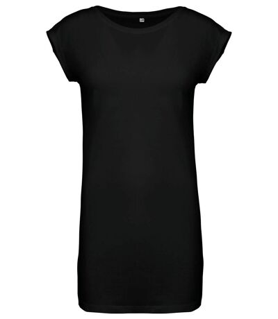 Robe t-shirt col rond manches courtes - K388 - noir - femme