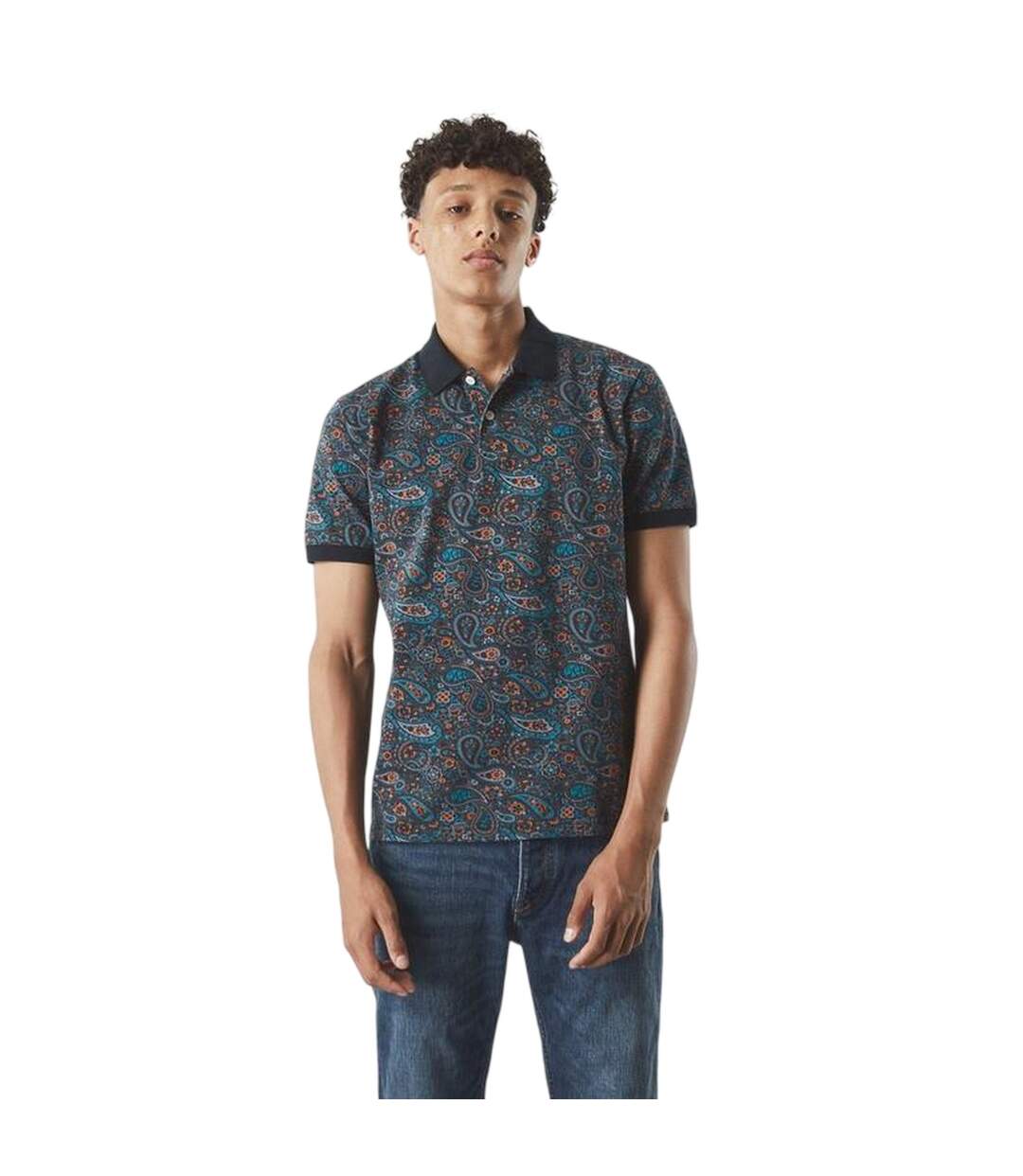 Mens Wonderwll Paispol Paisley Regular Polo Shirt Dark Grey Pretty Green-1