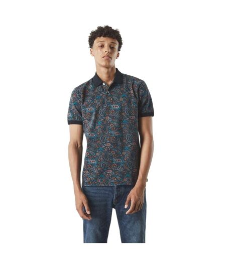 Mens Wonderwll Paispol Paisley Regular Polo Shirt Dark Grey Pretty Green