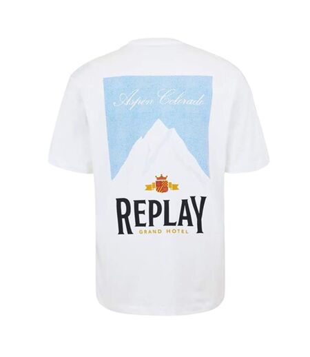 Mens Aspen Back Print T-shirt White Replay