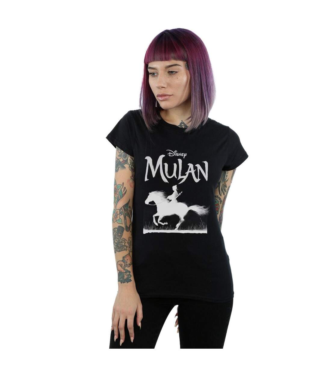 Disney Femme/Les femmes Mulan Movie Mono Horse Cotton T-Shirt (Noir) - UTBI30746-2