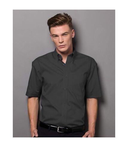 Russell Collection Mens Short Sleeve Poly-Cotton Easy Care Poplin Shirt (Black)