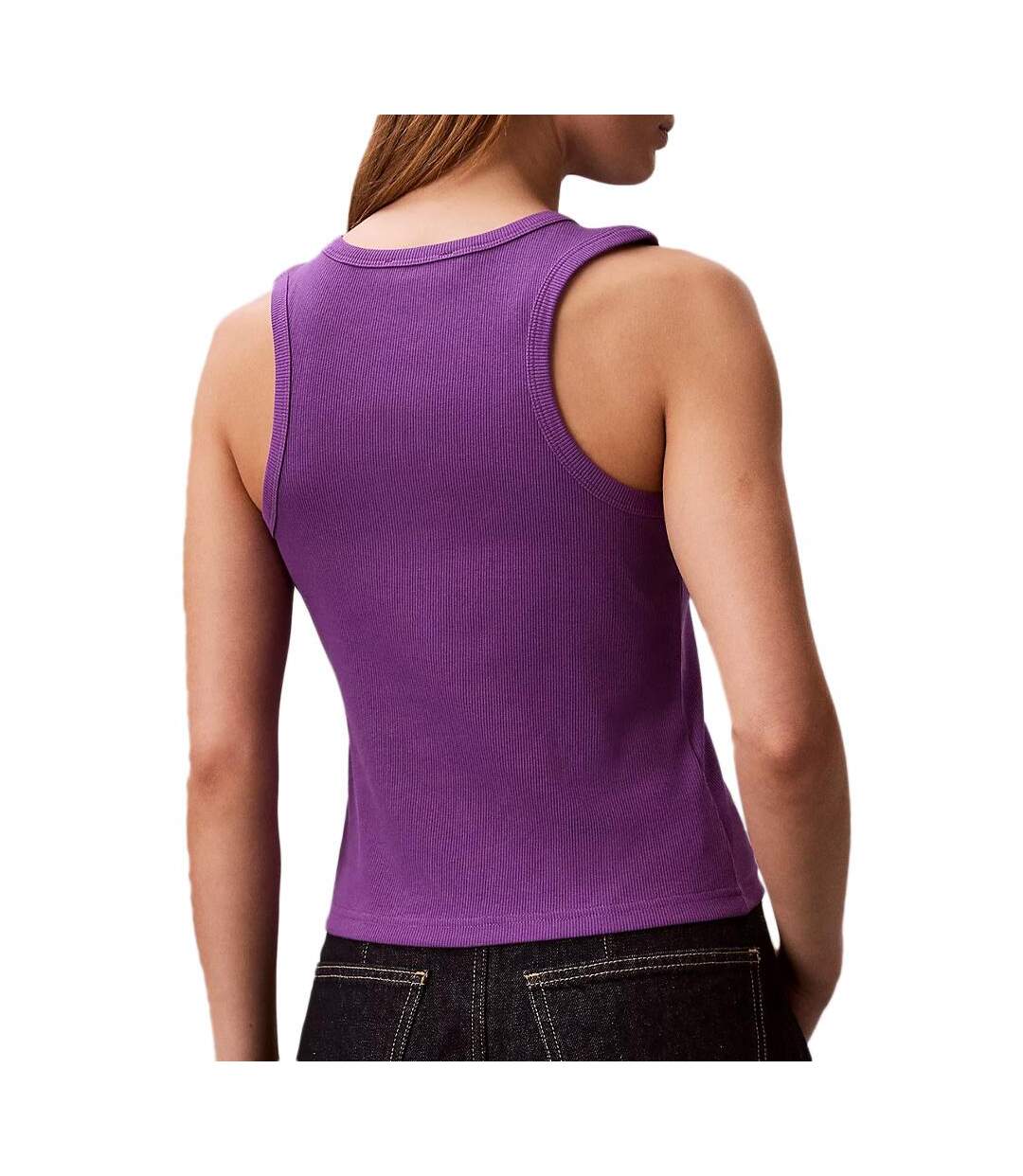 Débardeur violet femme calvin klein jeans a woven label-2