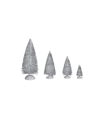 Lot de 10 Sapins de Noël Village 20cm Blanc