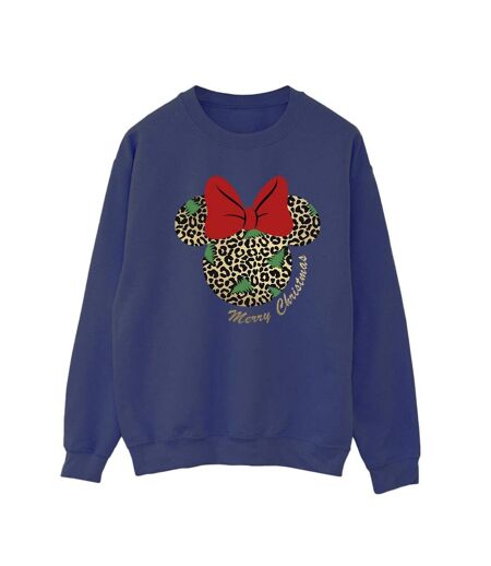 Disney Sweat-shirt de Noël Minnie Mouse léopard Femme/Ladies (Bleu marine) - UTBI29364