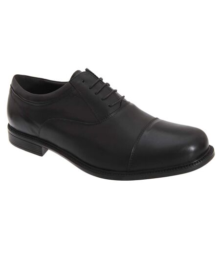 Roamers Mens Fuller Fitting Capped Leather Oxford Shoes (Black) - UTDF617