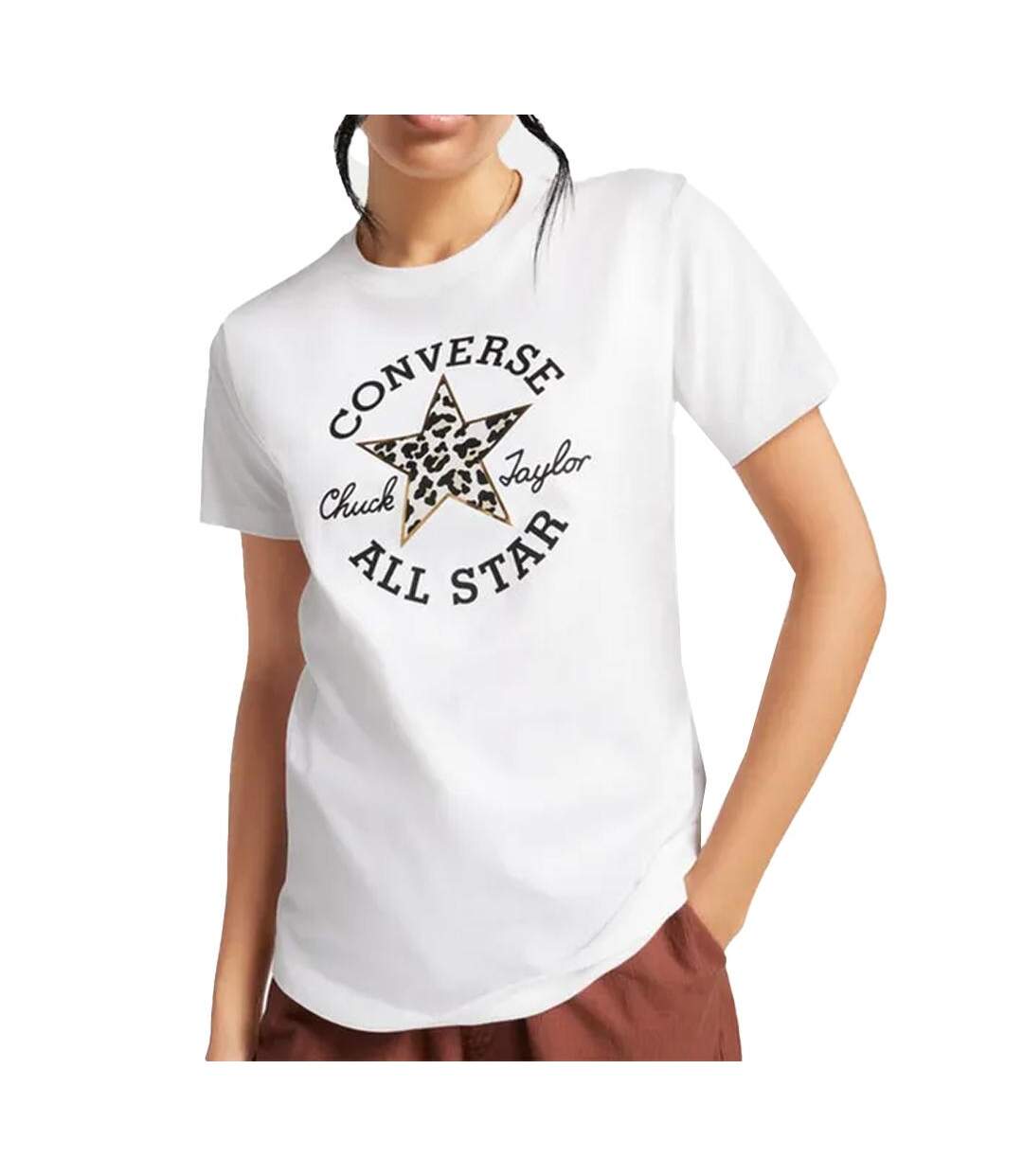 T-shirt Blanc Femme Converse Chuck Patch Leopard - L-1