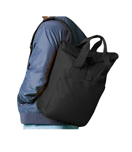 Roll Top Recycled Twin Handle Laptop Backpack One Size Black Bagbase