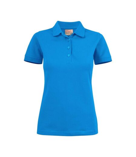 Womens/ladies Stretch Polo Shirt Ocean Blue Printer