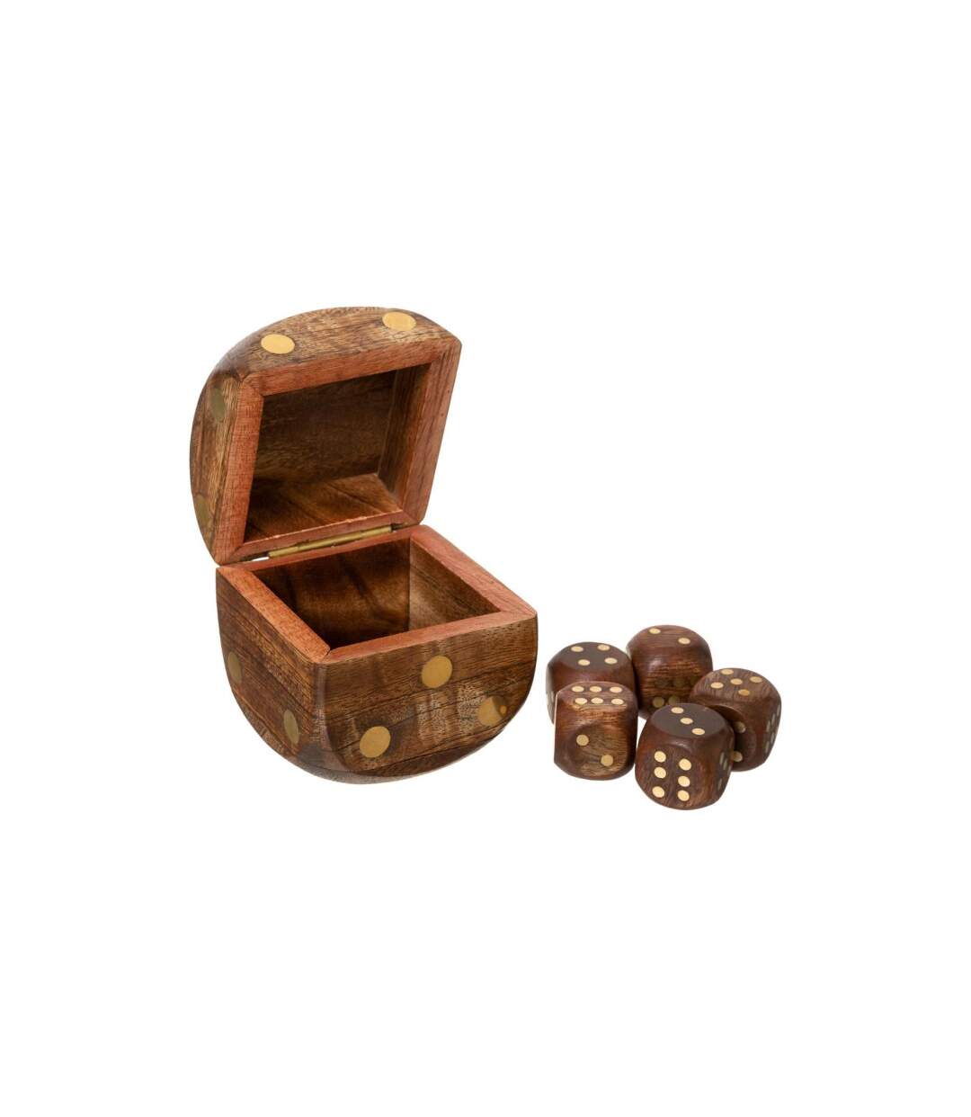 Jeu de Dés Déco Bois 6cm Marron