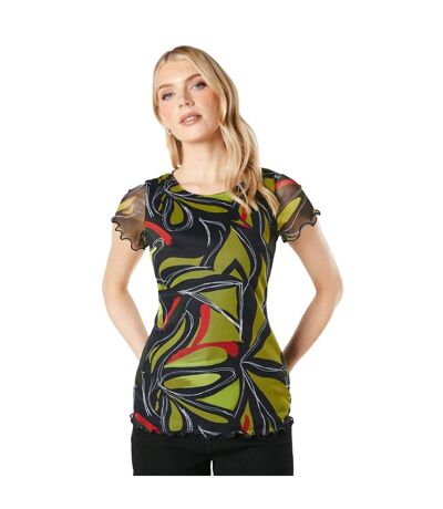 Womens/ladies abstract mesh t-shirt multicoloured Principles