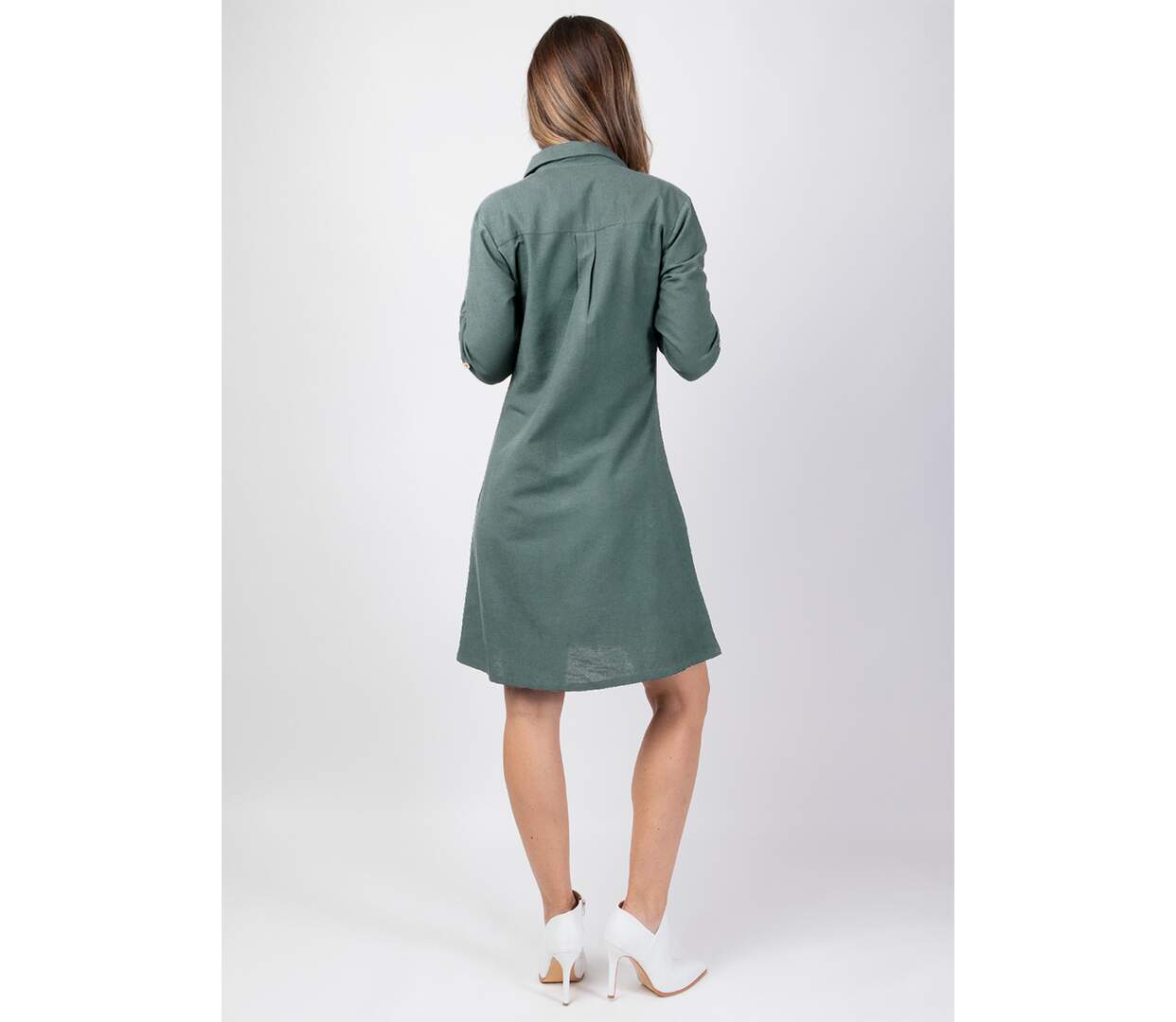Robe chemise coupe droite unie CLAUDINE Coton Du Monde-4