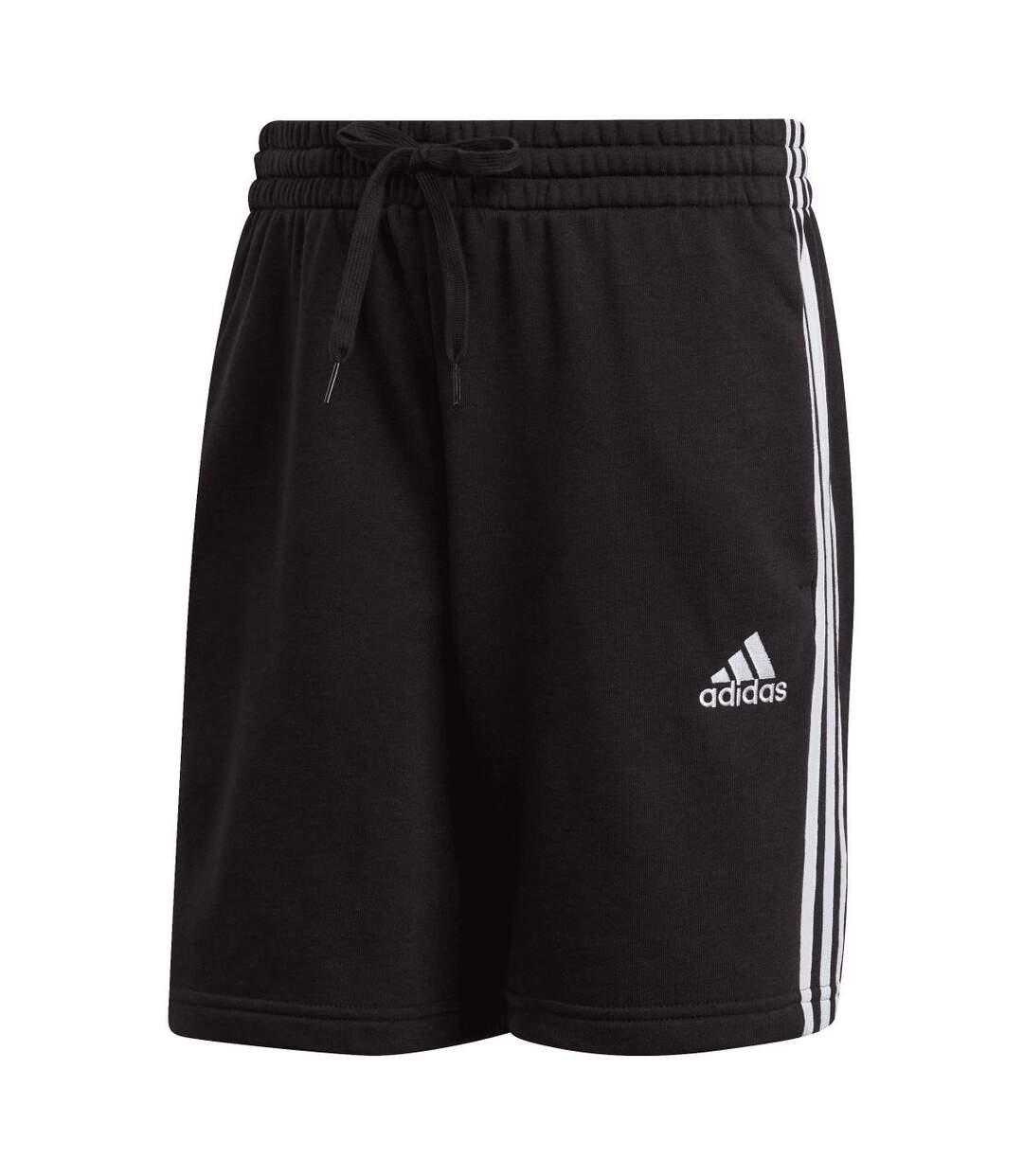 Mens Essentials French Terry 3 Stripes Shorts Black Adidas-1